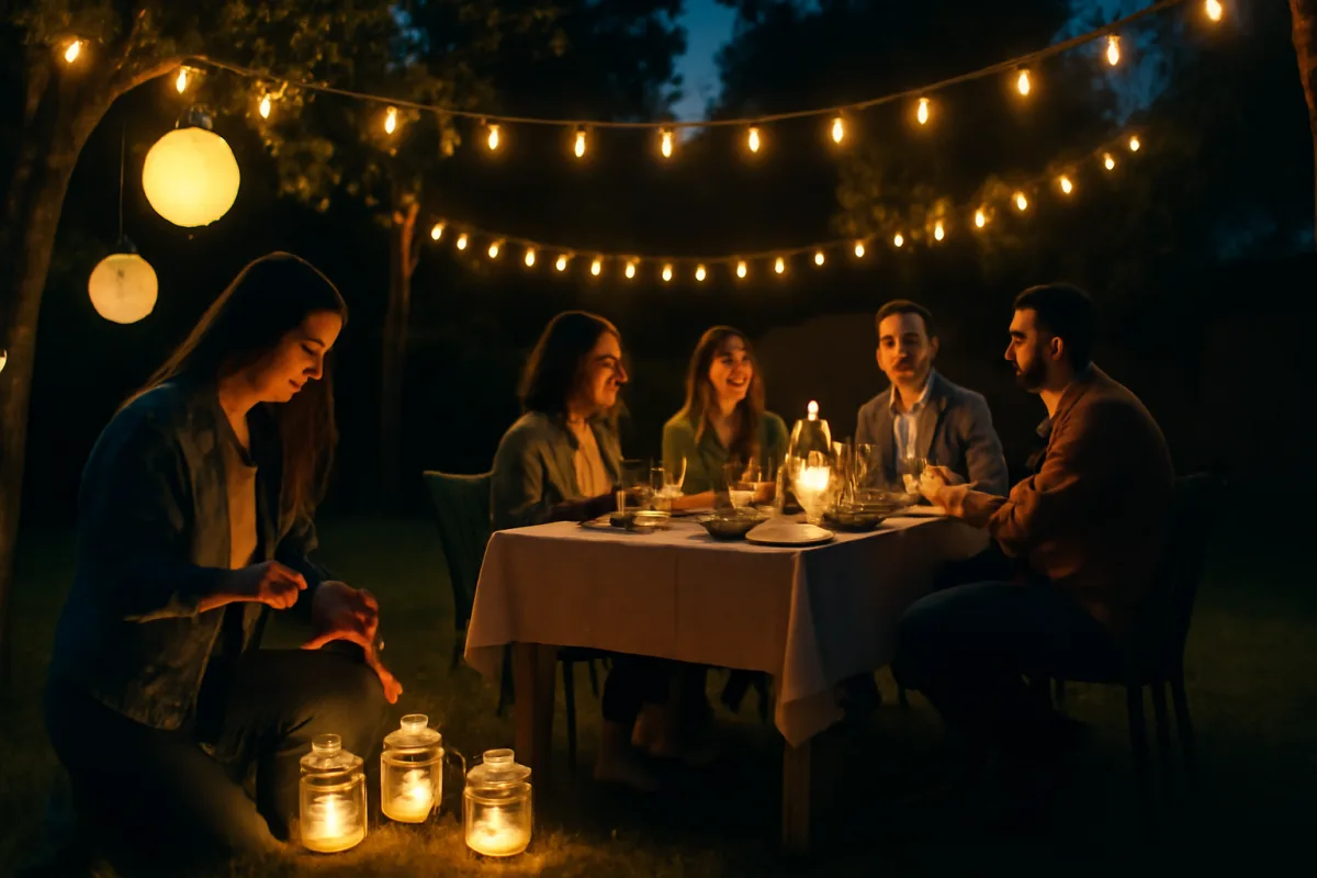Come illuminare una festa serale all'aperto? Trucchi low cost che fanno magia